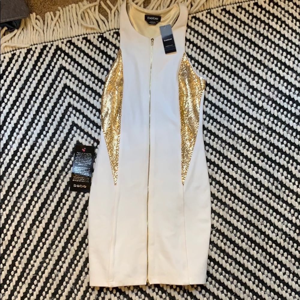 bebe bodycon zip-up dress